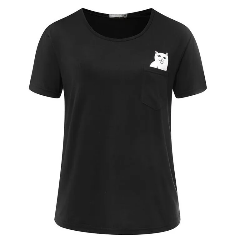 Женская футболка летняя стильная повседневная с кошкой|tees polo|tee shirt printing equipmenttee