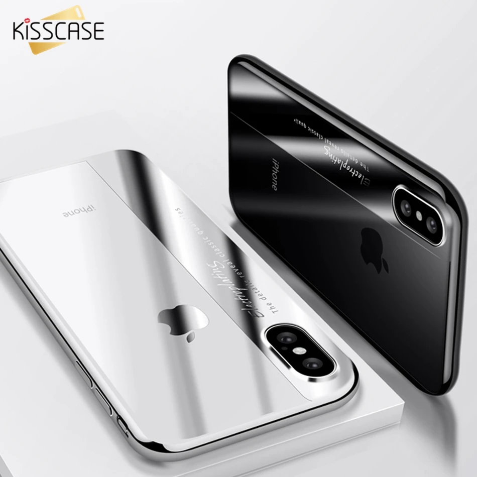 KISSCASE Мягкий ТПУ покрытие чехол для iPhone X 6 6S 7 8 Plus Роскошный прозрачный силиконовый