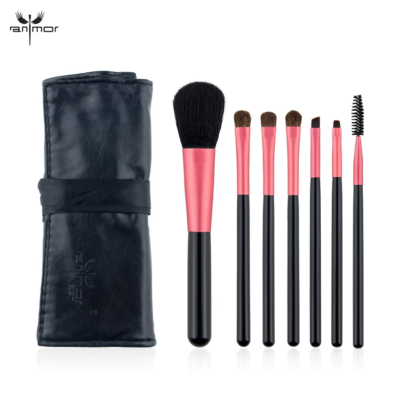 

Anmor Hot 7Pcs Makeup Brushes Eyelash Eyebrow Shader Set Powder Eyeshadow Horse Hair Make Up Brush With Bag Pinceaux Maquillage