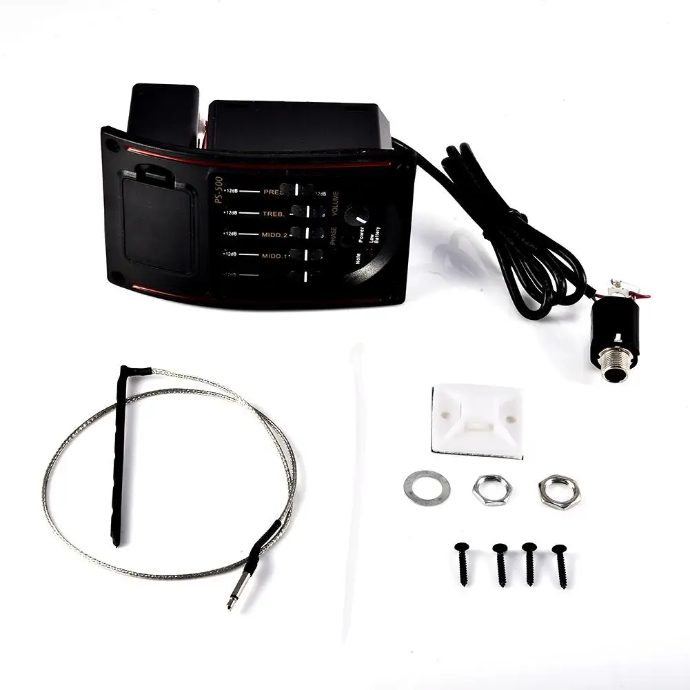 

PS-500 5 Band Guitar Piezo Pickup Tuner EQ Preamp Acoustic Guitar Preamplifier EQ Equalizer