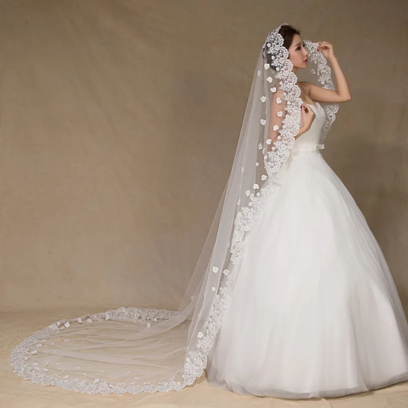 2016 длиной 3 м белое свадебное покрывало прическа аксессуар кружева аппликация