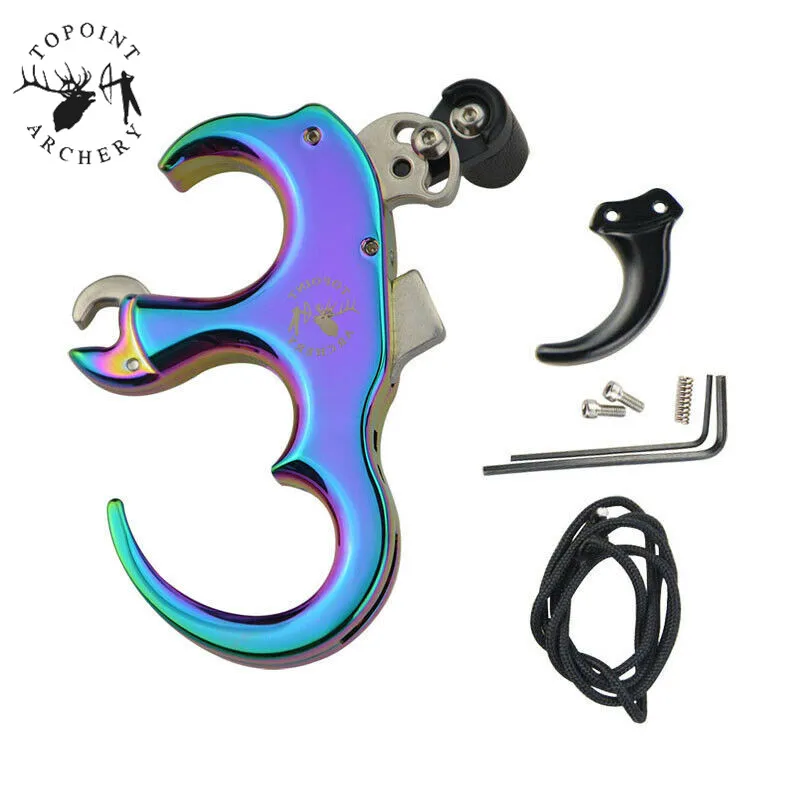 

1pc Pro Automatic Compound Bow Release Aids 3 or 4 Finger Thumb Caliper Trigger Grip For Outdoor Shooting Archery Accessories