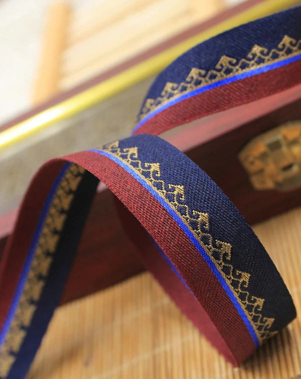 Новая синяя и красная вышитая национальная лента 10ydx2CM плетеная жаккардовая из