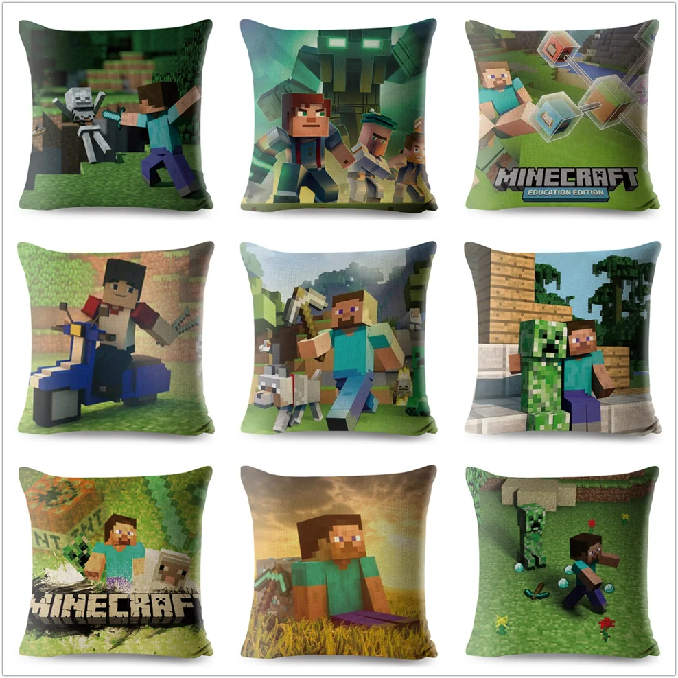 Minecraft Геометрические печати Чехлы 45*45 см квадратный наволочка льняная подушки Car