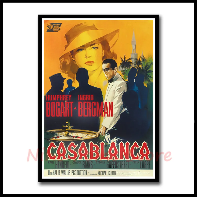 Голливудская классика любовь фильм Casablanca бумага с покрытием плакат наклейки на стену украшение дома современный стиль бескаркасные