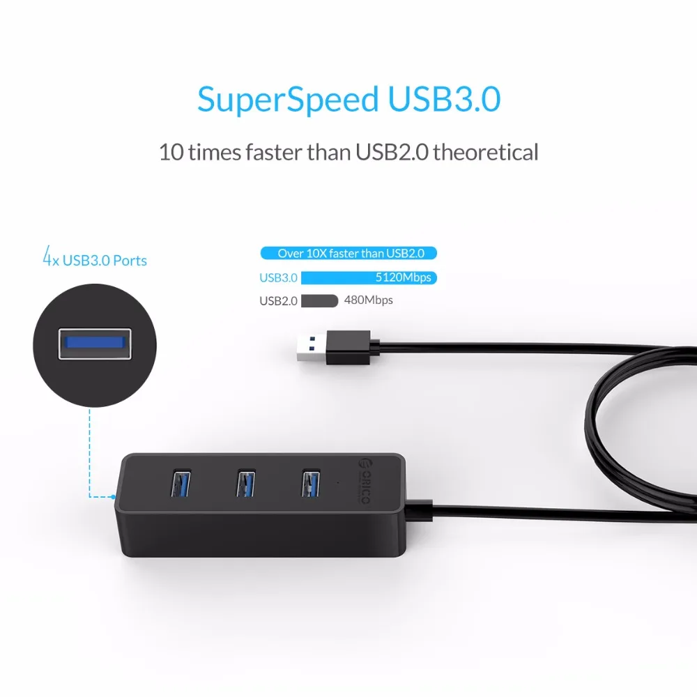 ORICO W5PH4 4 порта USB 3 0 концентратор для ноутбука/ультрабука с микросхемой VL812 новый
