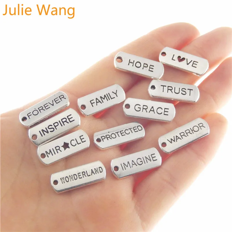 17 шт. прямоугольные английские Подвески Julie Wang с буквами антикварные подвески