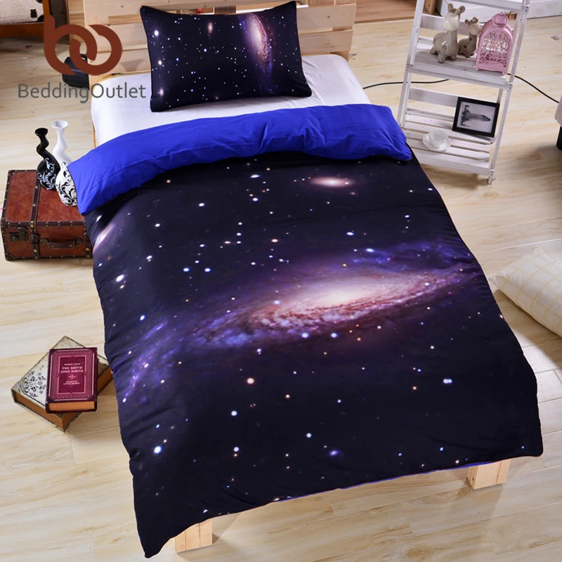 Комплект постельного белья BeddingOutlet с 3D Galaxy принтом Earth Moon великолепный