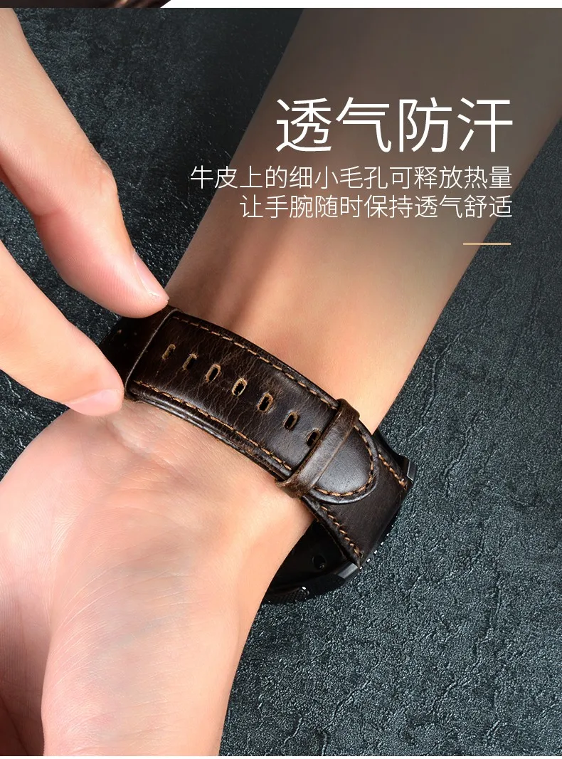 Коричневый ремешок для часов HOCO из воловьей кожи для samsung Galaxy Watch 42 мм/46 мм, ремешок из натуральной кожи в стиле ретро, сменный Браслет