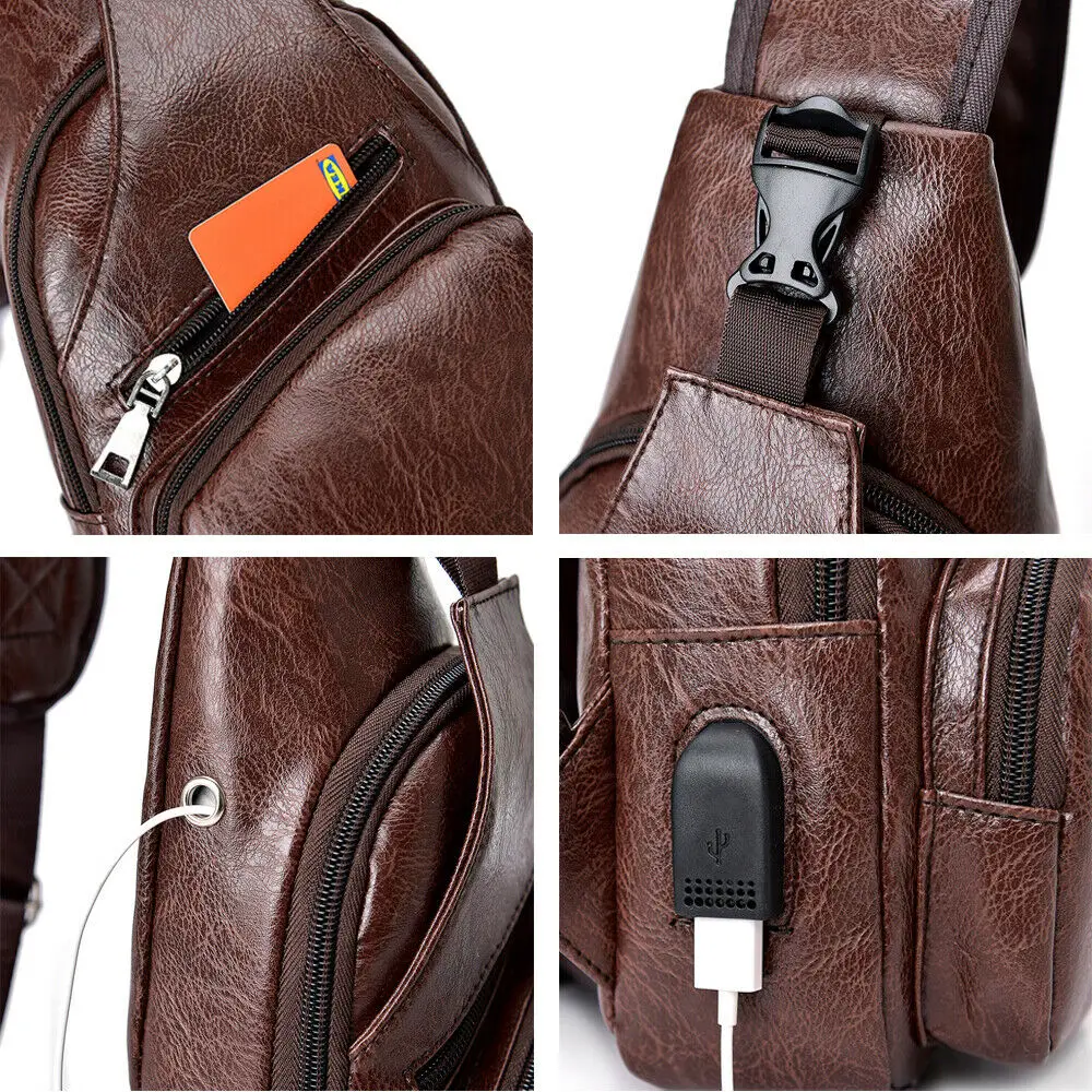 Новинка 2019 популярная мужская сумка через плечо нагрудная Сумка-слинг кожаная