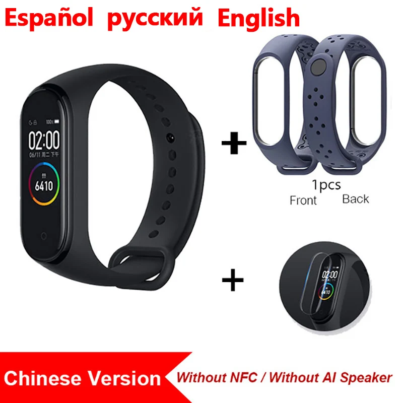 blue strap CN2 Xiaomi Mi Band 4 Смарт-браслет Фитнес-сердечный ритм 135 мАч Цветной экран Bluetooth 5.0 Водонепроницаемый смарт-браслет Смарт-часы - Цвет: blue strap CN2