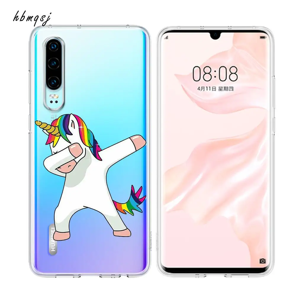 Милый чехол для huawei honor 8 lite p8 p9 2017 силиконовый мягкий из ТПУ с радужным единорогом
