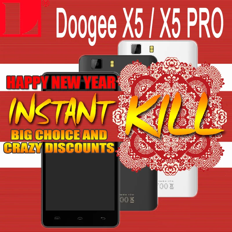 Original Doogee X5 Doogee X5 Pro Android 5.1 5.0" HD 1280*720 Quad Core 1GB / 2GB RAM + 8GB / 16GB ROM 2.0MP+5.0MP WCDMA LTE OTG