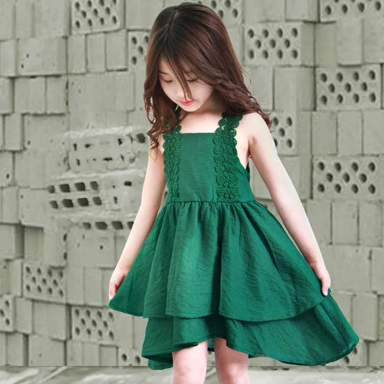 Children's Wear 2018 Summer Children Cotton Linen Sling Swallow Tail Dress Baby Girl Western Style Princess Dress. | Детская одежда