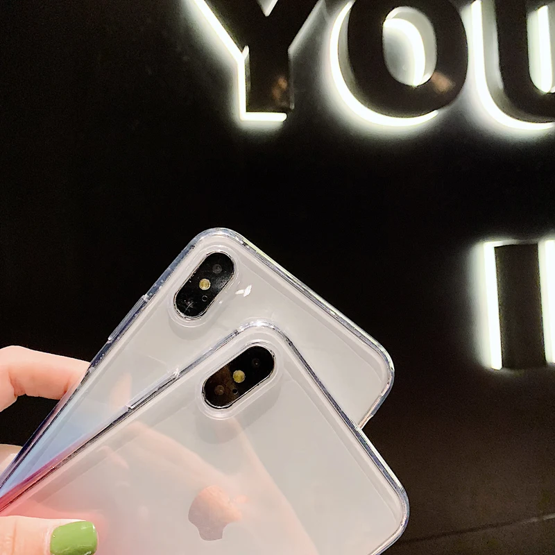 GYPHCA ультра тонкие прозрачные ТПУ чехлы для iPhone X XS Max XR градиентные TUP мягкие