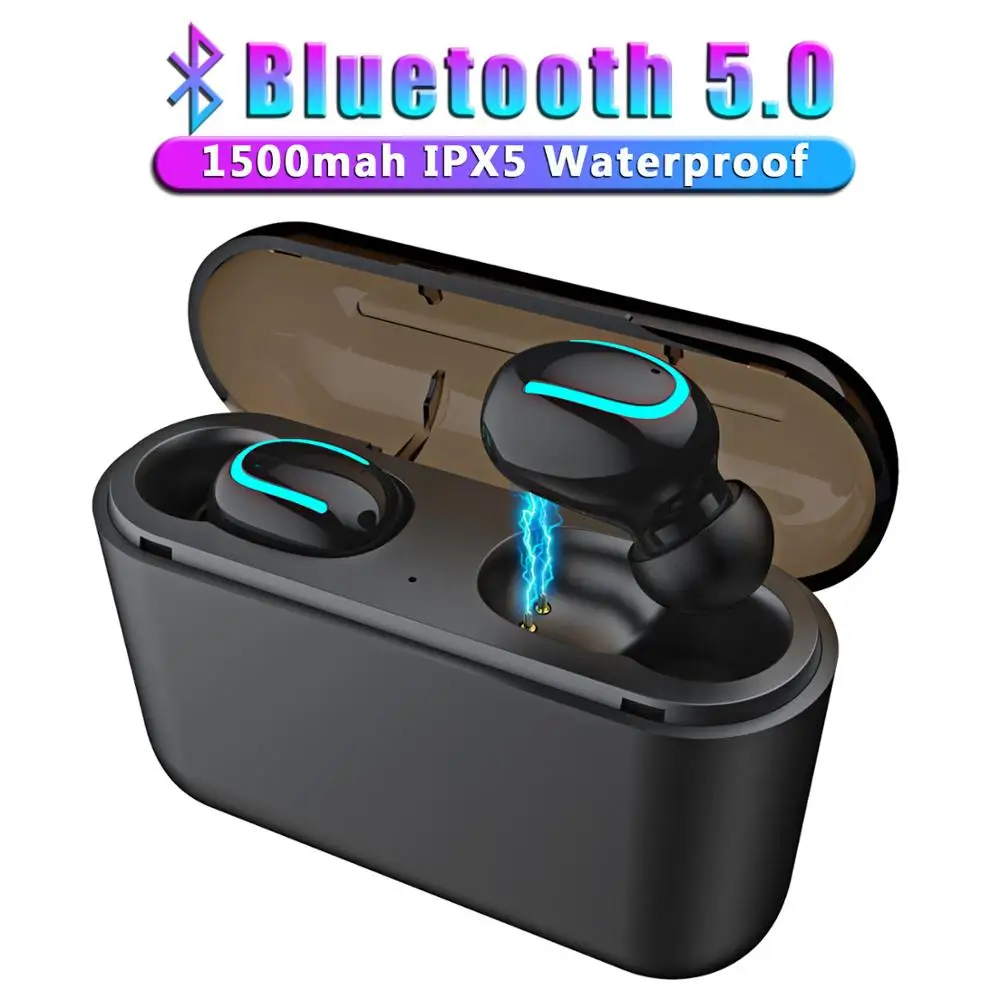 Беспроводные мини наушники Bluetooth 5 0 HBQ игровые спортивные вкладыши с зарядным