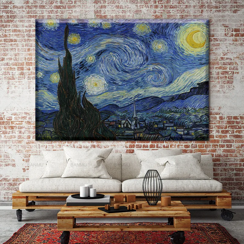 1 шт./компл. картина огромный классический пейзаж маслом на холсте звездная ночь