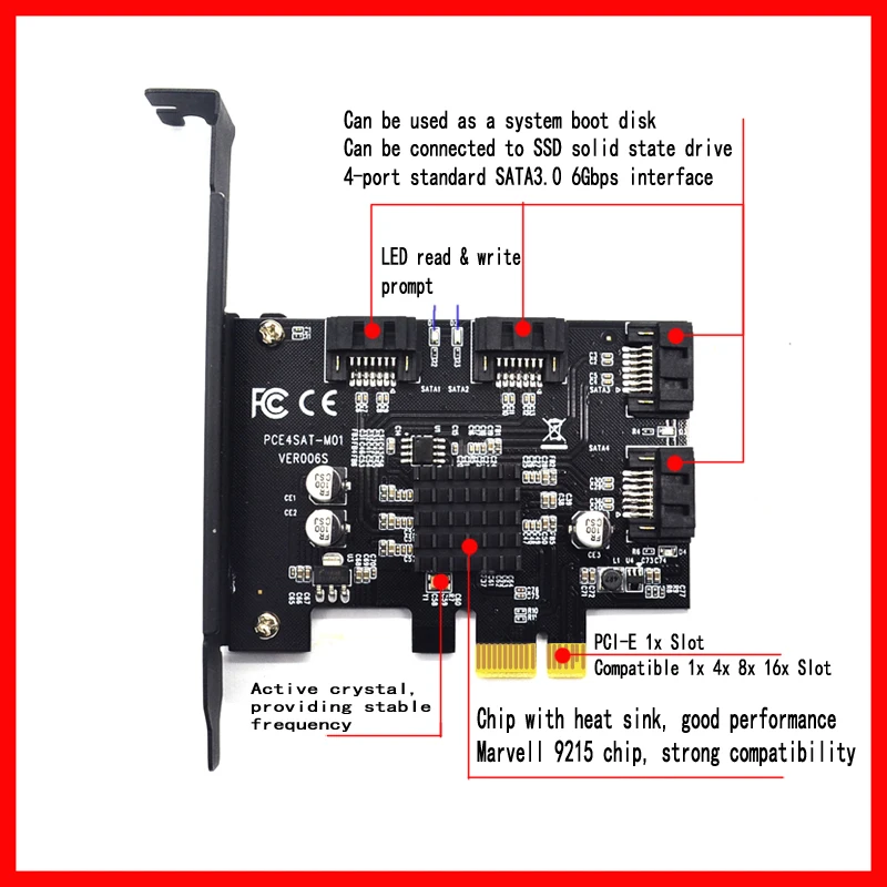 PCI-e для SATA 3,0 4 порта 6G плата расширения PCIE SATAIII 3,0 адаптер конвертер для HDD SSD IPFS для Marvell 88SE9215
