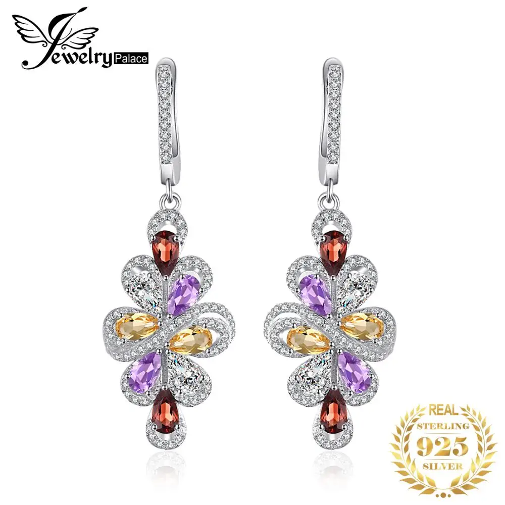 Jewelrypalace Роскошные 2.9ct груша Многоцветный Подлинная Аметист гранат цитрин зеленый