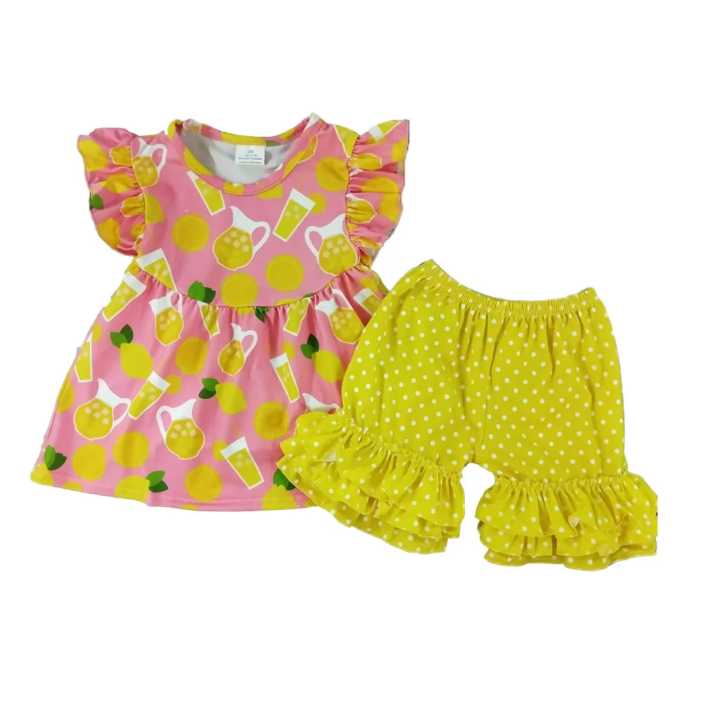 

Lemon print kids cute girl's set fashion boutique 2 piece set