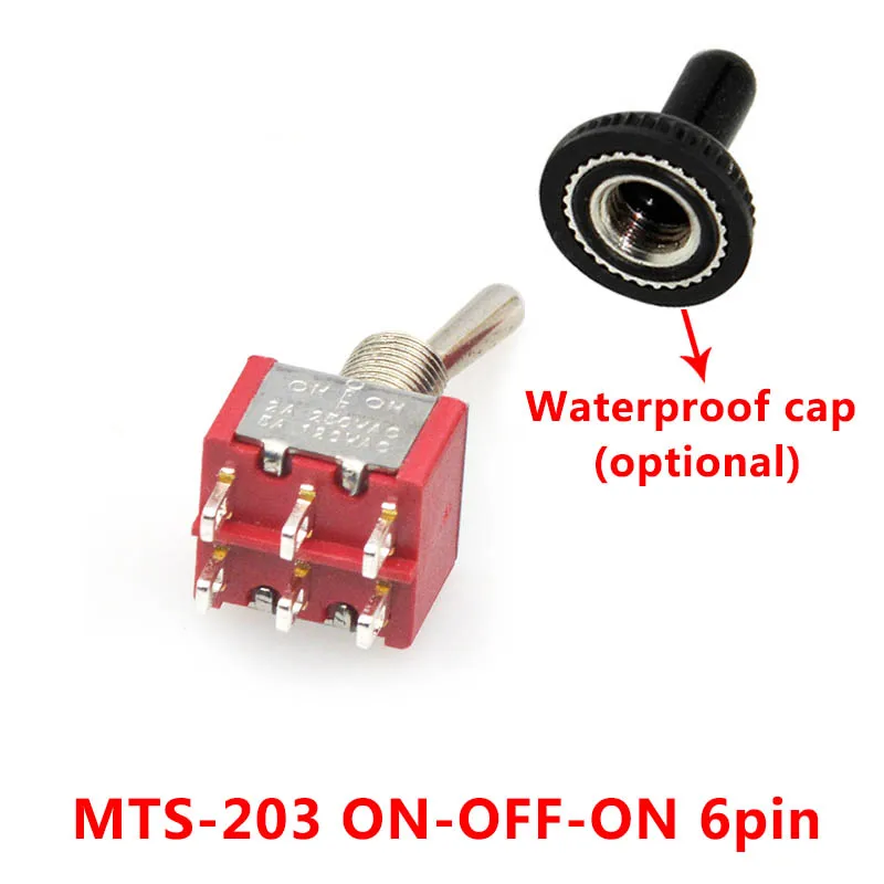 MTS-203 Red 6A 120VAC мини 2 положения вкл. MTS-102 MTS-202 тумблер 3 положения MTS-103 MTS-203 вкл. Выкл. Вкл. Переключатель с водонепроницаемой крышкой - Цвет: MTS-203 Red