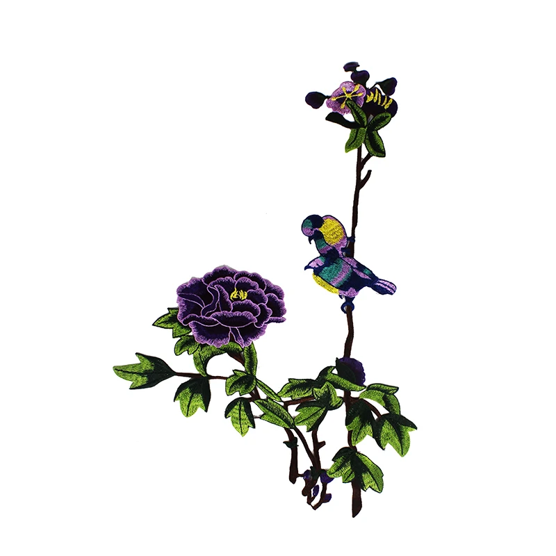 10 шт. кружевная ткань фиолетового зеленого цвета с изображением птицы и дерева