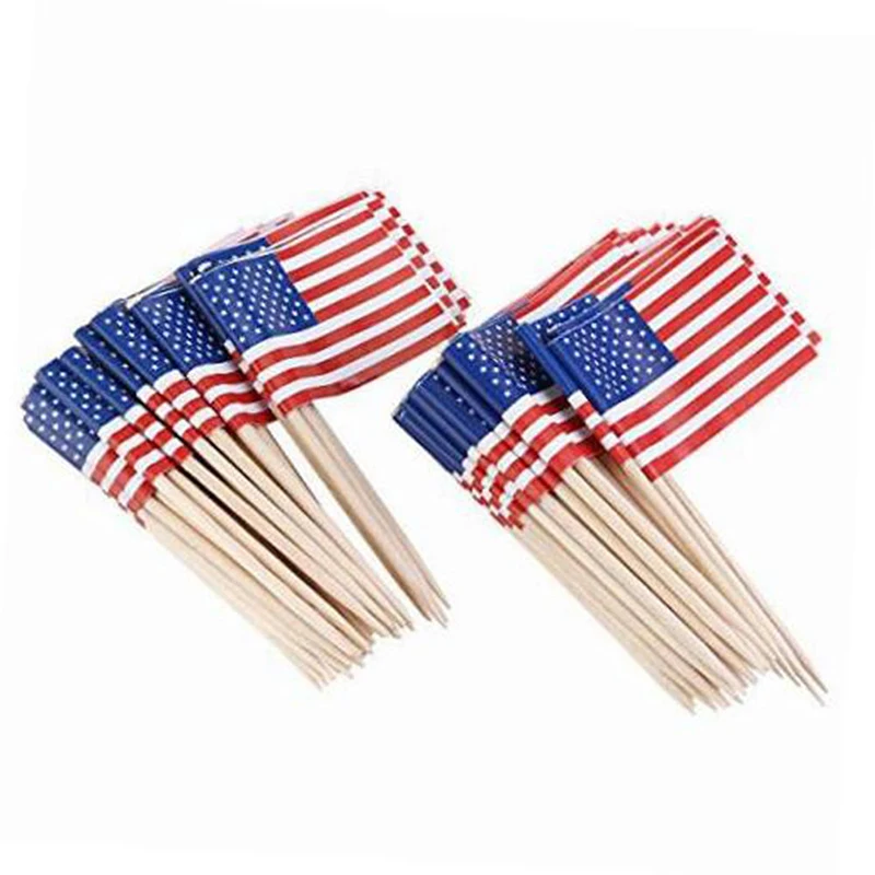 100 шт./лот торт вставляемые Американский национальный флаг США Мини фигурки для