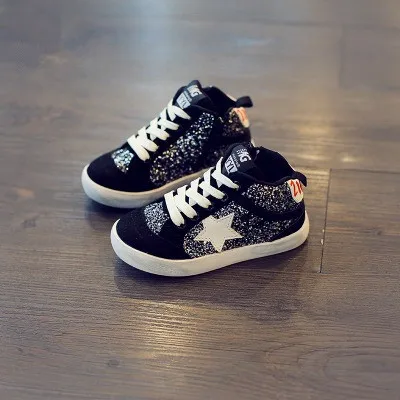 Блеск Дети Высокий Верх Мода Кроссовки 2016 Осень Мальчики Кожа Девушки