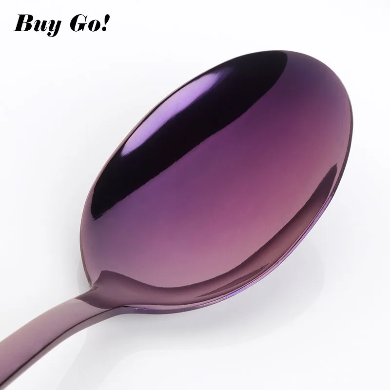 20pcs Western Dinnerware Set Stainless Steel Good Mirror Polishing Purple Plated Metal Dinner Knife Fork Salad Fork Teaspoon Set