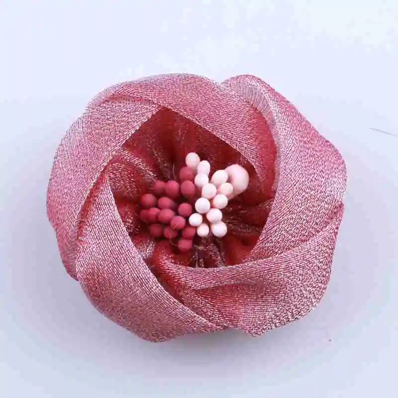 Dusty Pink 10 шт. 4 см Высокое качество Мини Шелковый цветок с тычинки сделать Девушки Женщины красивый ткань цветок для головы носить U выбрать цвет - Цвет: Dusty Pink