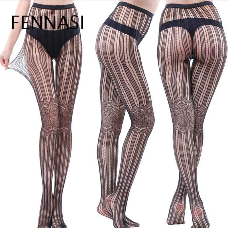 FENNASI сексуальные женские ажурные колготки сетчатые в черный горошек чулки