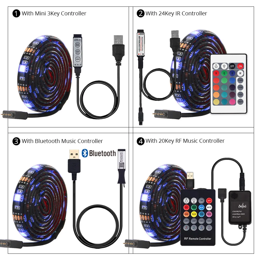 5V USB Светодиодные ленты 5050 RGB Светодиодные ленты светильник 5050 работы при прослушивании музыки по Bluetooth полосы IP65 Гибкая светодиодный лента ТВ фон светильник Инж
