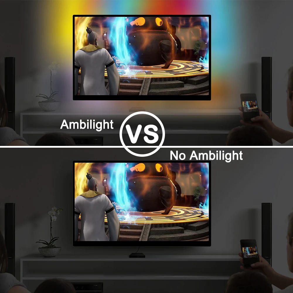 DIY, Ambilight, HD, ТВ, настольный ПК, экран мечты, USB, Светодиодная лента, набор, HD ТВ, компьютерный монитор, подсветка, 1 м, 2 м, 3 м, 4 м, 5 м, WS2812B, светодиодная лента