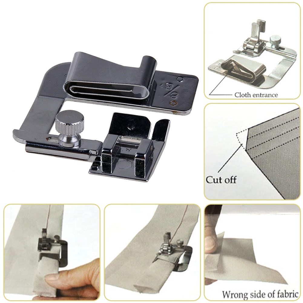 Stainless Steel Rolled Hem Presser Feet for Sewing Machine Parts Presser Foot Feet Hemmer Foot Domestic Crochet Tool