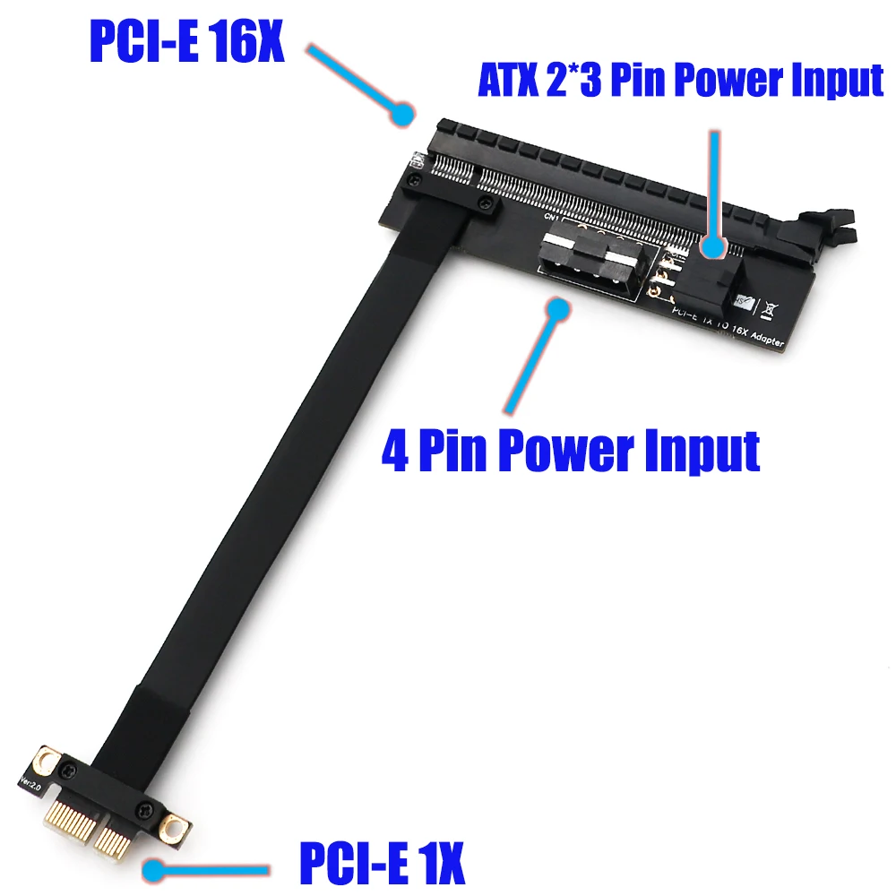 PCI E 1X 16X гибкий удлинитель Express 1 до 16 X адаптер Райзер с 4 контактным ATX 6 разъемом