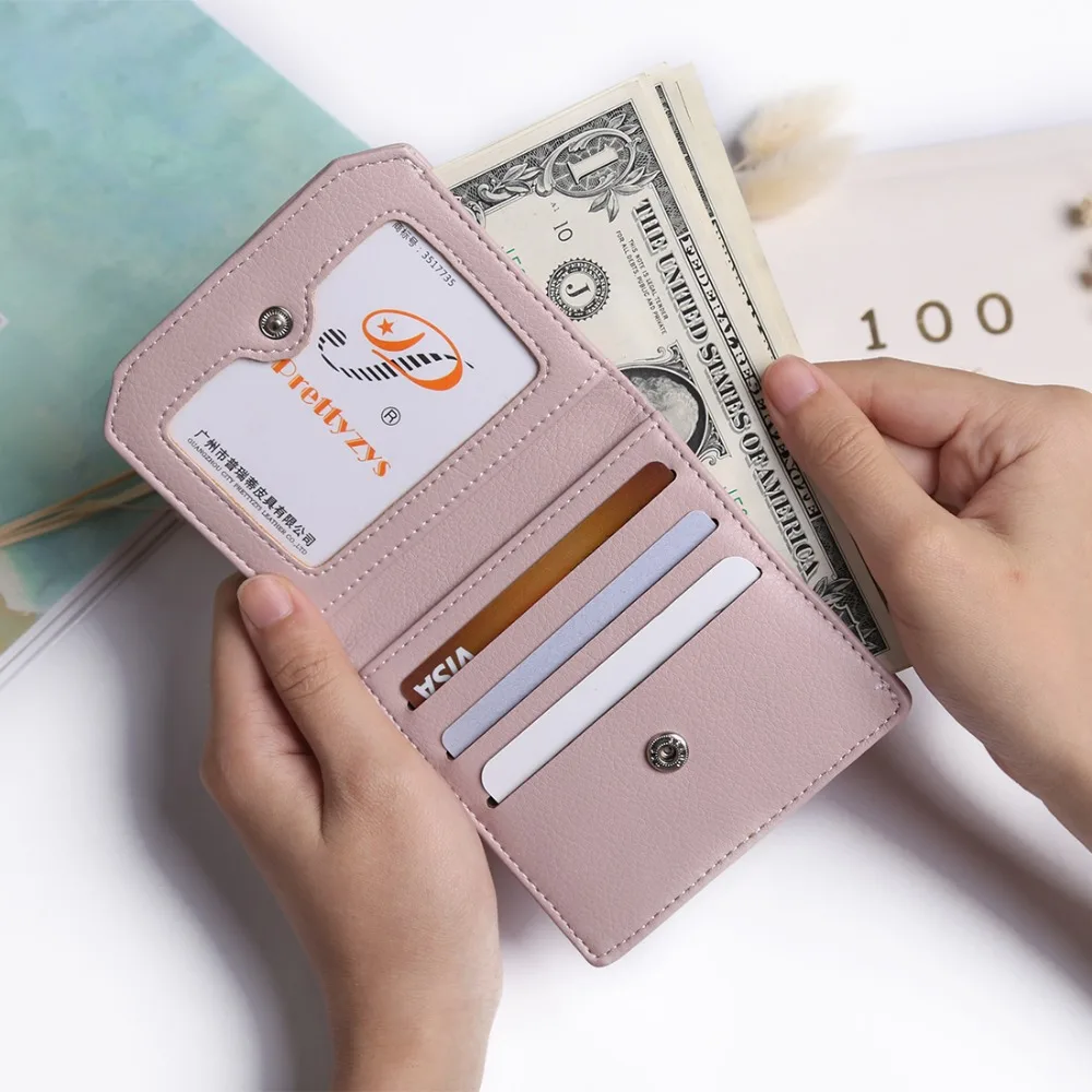 Prettyzys Women Lovely Short Wallet Leather Zipper Slim Mini Coin Purse Hasp Female Fashion Lady Portable Small Bowknot For Girl | Багаж и