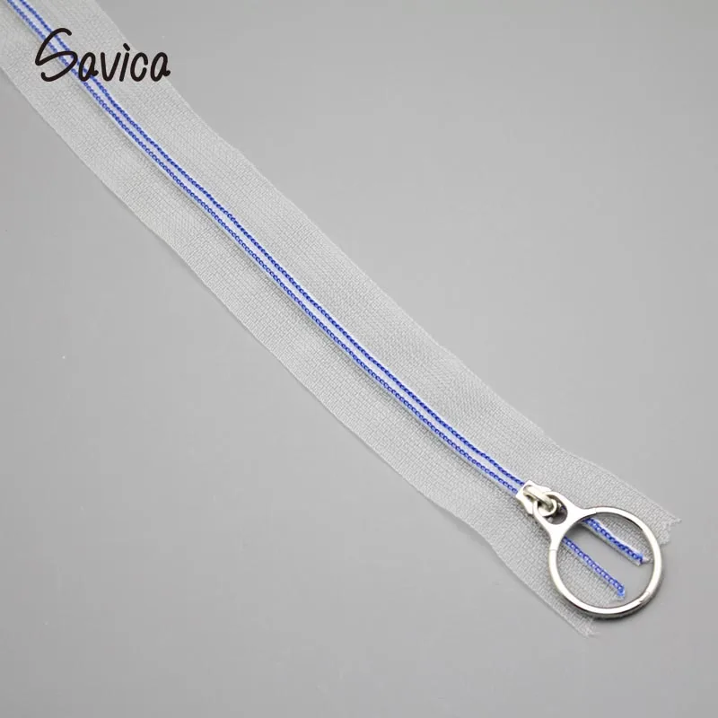 Savica 3 шт./лот 25 см длина Прозрачный нейлон катушки молнии закрытый конец портной одежды сумки швейные изделия ручной работы DIY аксессуары LX579 - Цвет: Blue