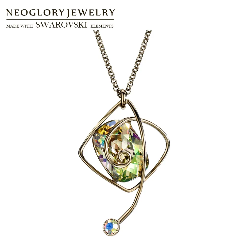 Длинное ожерелье Neoglory Crystal &amp стразы с геометрическим кулоном модное платье