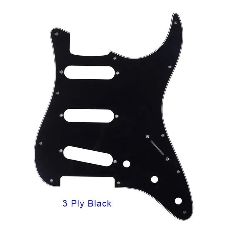 3 ply black Pleroo гитарные части Strat guitar ra накладки с 11 винтами для Fender 62 'Stratocaster стандарт SSS ST гитарные царапины пластины - Цвет: 3 ply black