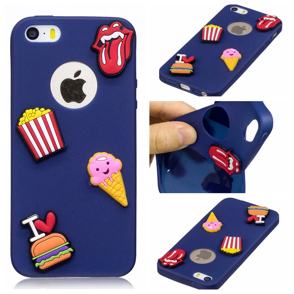Модный милый чехол для iphone 5 5S Мягкая силиконовая задняя крышка с логотипом из ТПУ