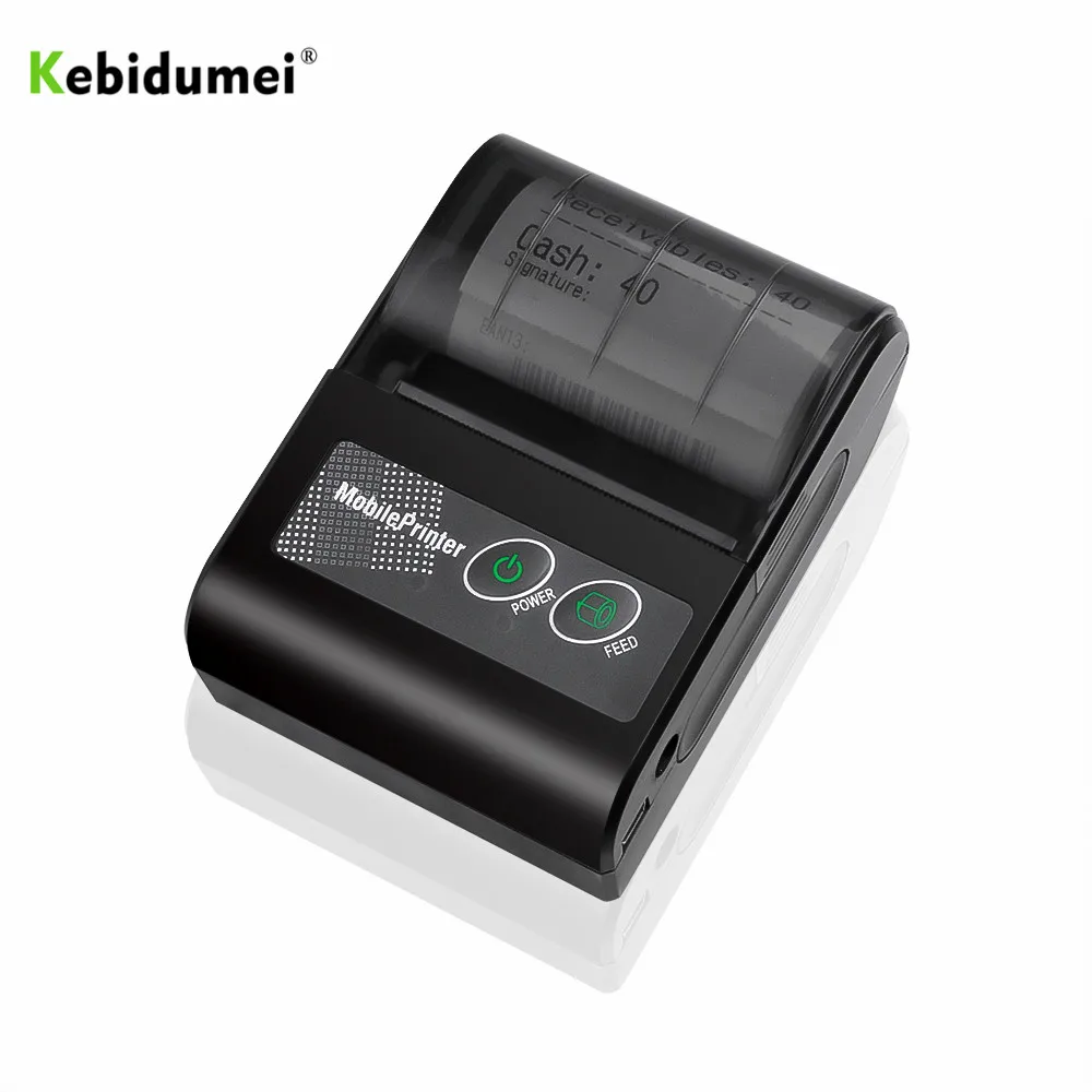 Карманный мини принтер kebidumei для билетов термопринтер с Bluetooth USB беспроводные чеки Windows Android IOS вилкой
