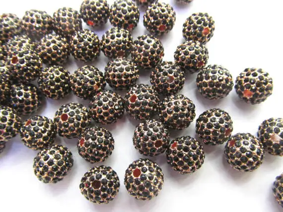 Wholesale 100pcs 6-14mm Bling Micro Pave Crystal craft Ball beads Hematite Black AB mystic Findings Round charm | Украшения и