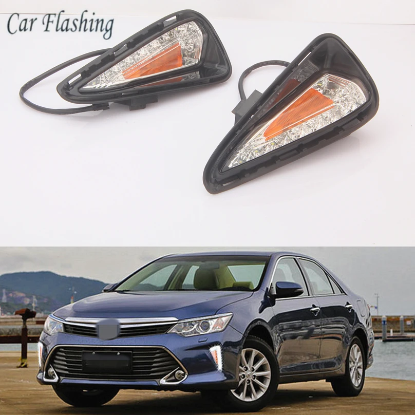 Автомобильный мигающий 1 комплект светодиодный фонарь для Toyota Camry 2015 2016 2017 DRL
