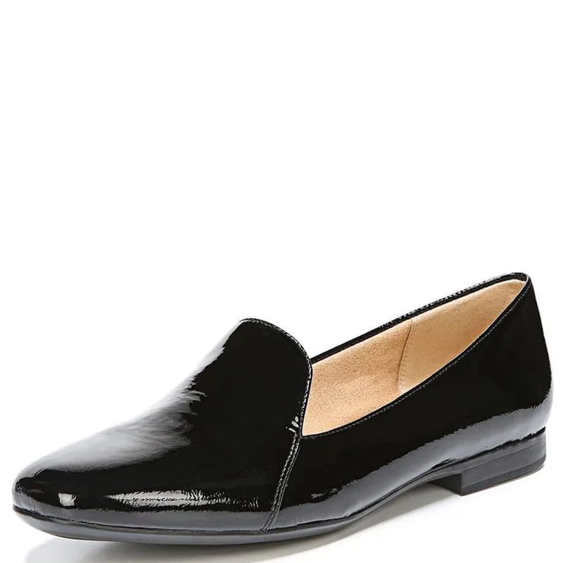 Черные лоферы на плоской подошве с закругленным мысом женские весенние офисные