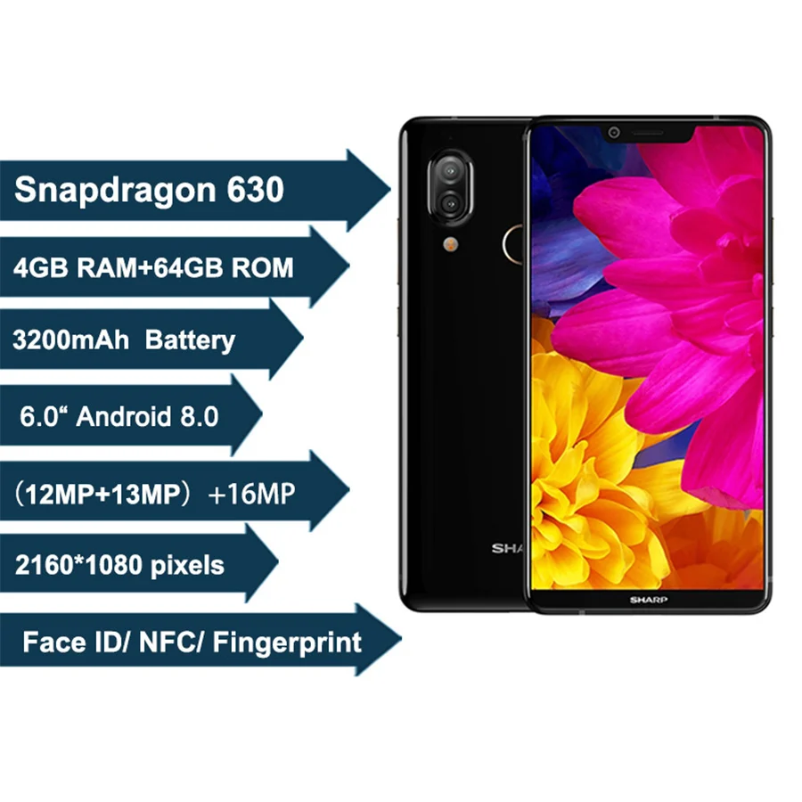 Sharp Aquos S3 FS8032 6 0 ''устройство док станция Qualcomm Snapdragon 630 Android 8 Оперативная память 4