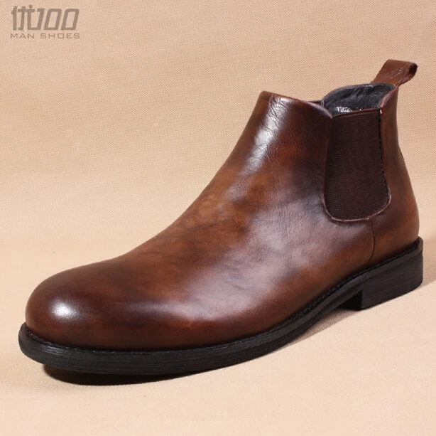 Ботинки Челси из натуральной кожи в европейском стиле черные/коричневые