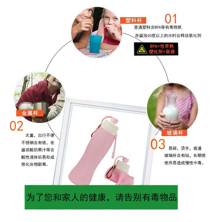 YIBO 1 шт. Пищевая силиконовая Спортивная бутылка для воды на открытом воздухе портативный складной креативный чайник для путешествий спортивный чайник большой емкости
