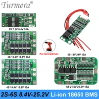 Turmera 2S 3S 4S 5S 6S литий-ионный аккумулятор 18650 зарядное устройство PCB плата защиты BMS для шуруповерта аккумулятор Lipo Cell модуль мА