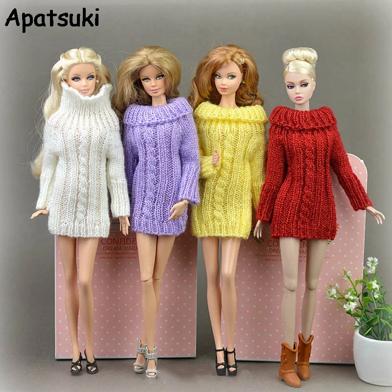 4 шт./лот аксессуары для кукол 1/6 вязаный свитер ручной работы пальто платье