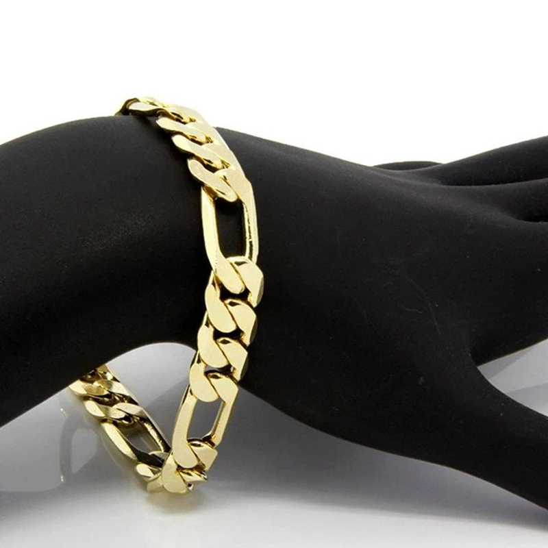 Figaro Yellow Gold Filled Bracelet Chain for Men 9&quot | Украшения и аксессуары